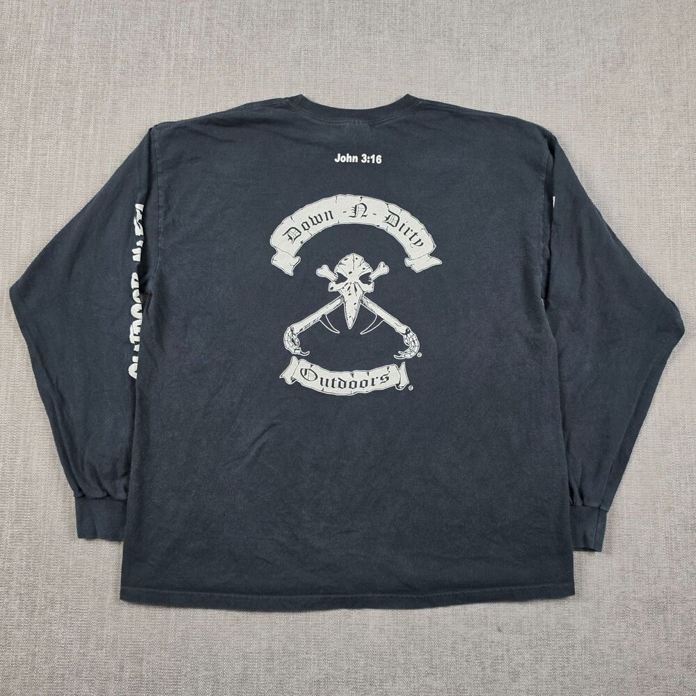 Down N Dirty Outdoors Shirt Mens XL Long Sleeve Black Turkey Hunting Grunge Y2K - Picture 2 of 6